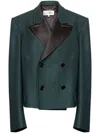 Mm6 Maison Margiela Oversized Wool Blend Blazer With Peak Lapels In Green