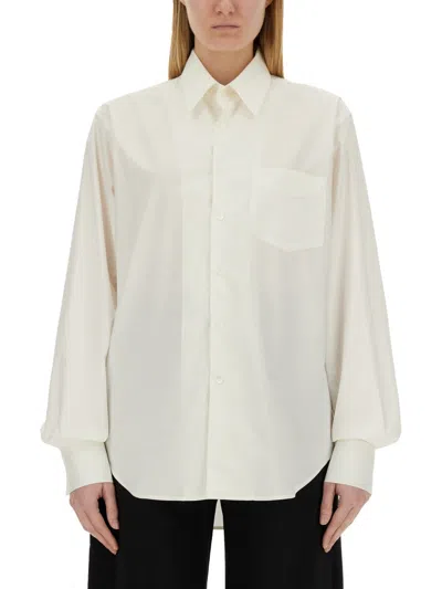 Mm6 Maison Margiela Mm6 By Maison Margiela Cropped Cotton Shirt With Front Button Closure In White
