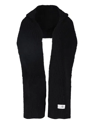 Mm6 Maison Margiela Oversized Knit Scarf In Black