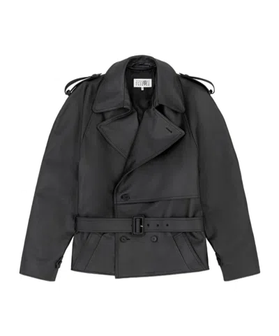 Mm6 Maison Margiela Oversized Leather Trench Jacket In Animal Print