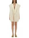 Mm6 Maison Margiela Mm6 By Maison Margiela Oversized Sleeveless Jacket With Deep V-neck And Wide Lapels