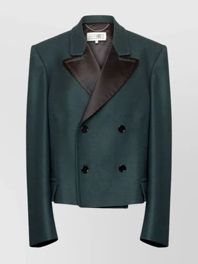 Mm6 Maison Margiela Oversized Wool Blend Blazer With Peak Lapels In Blue