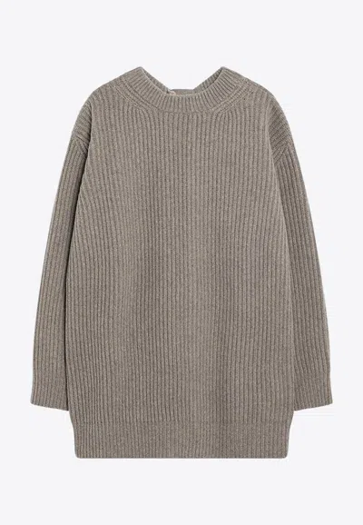 Mm6 Maison Margiela Oversized Wool-blend Ribbed Sweater In Green