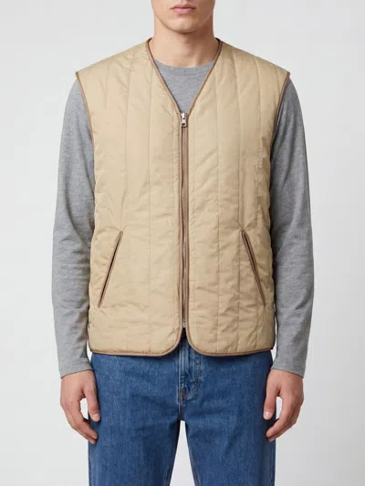 Mm6 Maison Margiela Padded And Quilted Cotton-blend Gilet With Zip In Gold