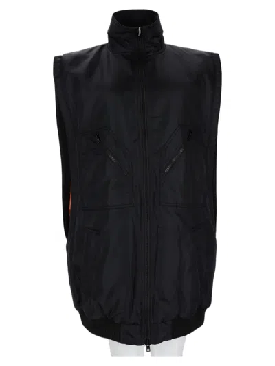 Mm6 Maison Margiela Padded High Collar Vest With Zippered Pockets In Black