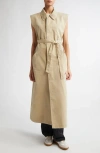 Mm6 Maison Margiela Paint Splatter Belted Gabardine Vest In Beige