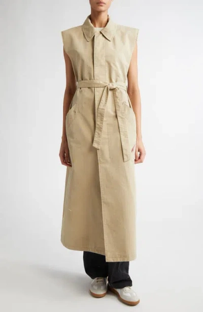 Mm6 Maison Margiela Paint Splatter Belted Gabardine Vest In Beige