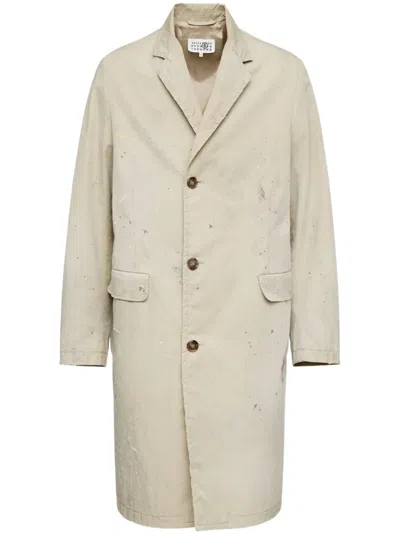 Mm6 Maison Margiela Paint-splatter Coat In Neutral
