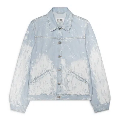 Mm6 Maison Margiela Paint Splatter Denim Jacket Blue