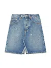 Mm6 Maison Margiela Blue Shaded Denim Skirt With Color Spots In 蓝色
