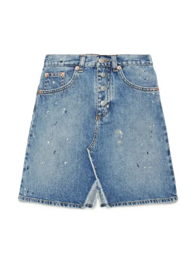 MM6 MAISON MARGIELA PAINT-SPLATTER DENIM SKIRT