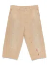 Mm6 Maison Margiela Mm6 By Maison Margiela Relaxed Fit Beige Bermudas With Artistic Distressing In Neutrals