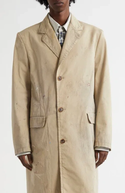 Mm6 Maison Margiela Paint Splatter Gabardine Car Coat In Beige