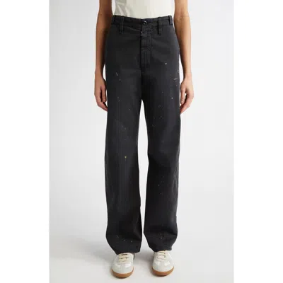 Mm6 Maison Margiela Paint Splatter Straight Leg Pants In Black