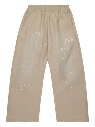 Mm6 Maison Margiela Paint Splatter Trousers In Brown