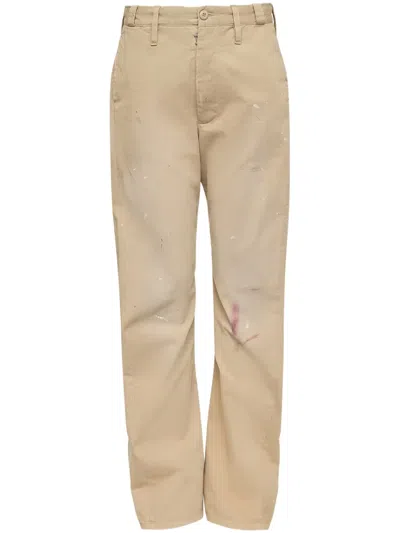 Mm6 Maison Margiela Paint-splatter Trousers In Neutrals