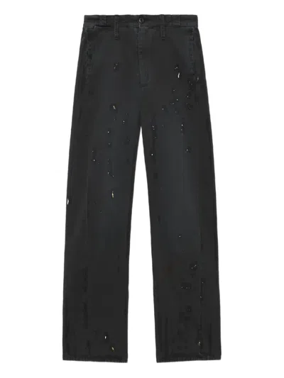 Mm6 Maison Margiela Paint-splattered Jeans In Black