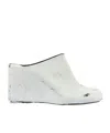 Mm6 Maison Margiela Distressed Leather Wedge Heel Slippers In Black And White