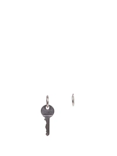 Mm6 Maison Margiela Palladium Key And Hoop Earrings In Silver