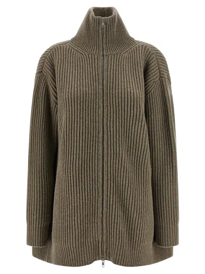 MM6 MAISON MARGIELA PANEL INSERT CARDIGAN SWEATERS AND CARDIGANS BEIGE
