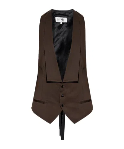 Mm6 Maison Margiela Panelled Belted Waistcoat In Black