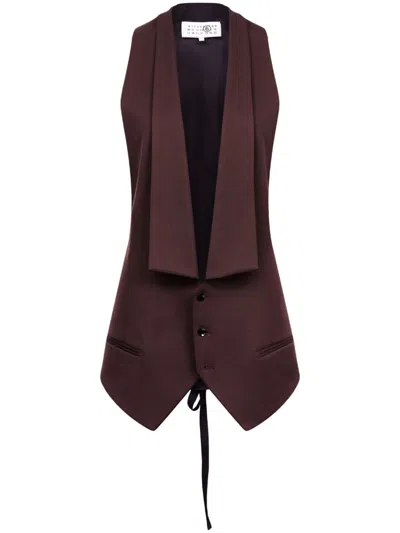 Mm6 Maison Margiela Panelled Belted Waistcoat In Brown