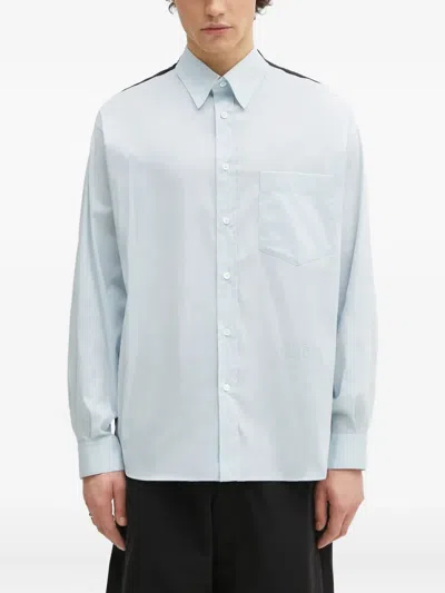 Mm6 Maison Margiela Panelled Chain-detail Shirt In Blue