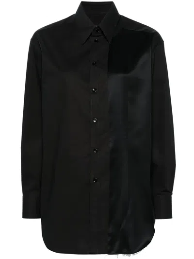 Mm6 Maison Margiela Panelled Cotton Shirt In Schwarz