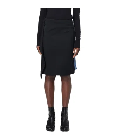 Mm6 Maison Margiela Panelled Denim Miniskirt In Black