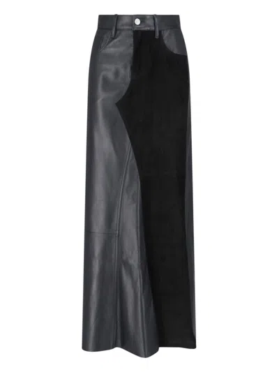 Mm6 Maison Margiela Panelled Leather Maxi Skirt In Black