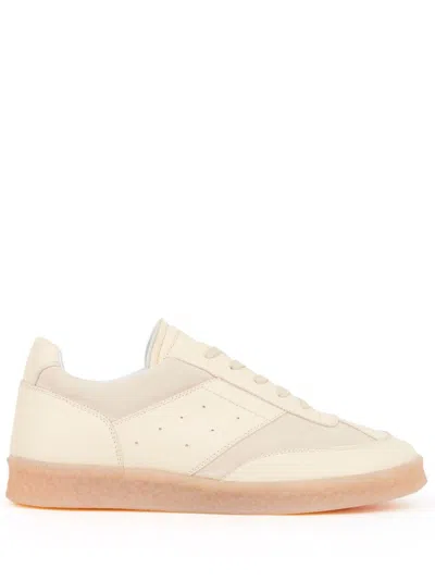 Mm6 Maison Margiela Panelled Leather Sneakers In Neutrals