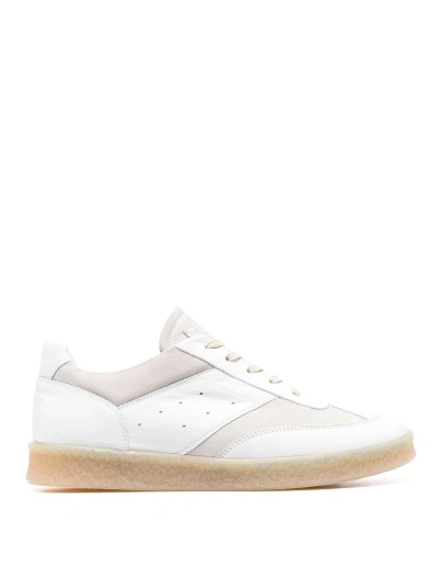 Mm6 Maison Margiela Panelled Leather Sneakers With Details In White