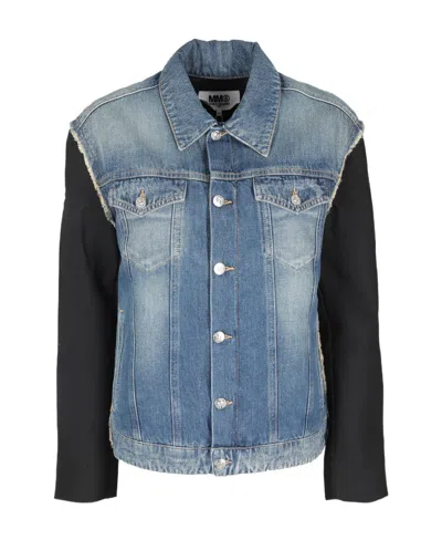 Mm6 Maison Margiela Panelled Long-sleeve Denim Jacket In Blue