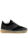 Mm6 Maison Margiela Ladies Black Panelled Low-top Court Sneakers In Schwarz