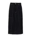 Mm6 Maison Margiela Lurex Stitching Midi Denim Skirt In Black