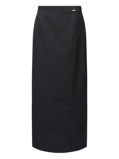 Mm6 Maison Margiela Panelled Midi Skirt In Black