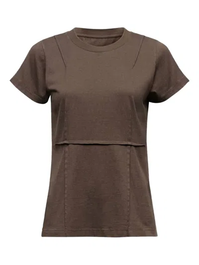 Mm6 Maison Margiela Panelled Short-sleeve T-shirt In Brown