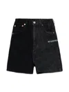 Mm6 Maison Margiela Shorts In Denim Bicolor Con Lettering In Black