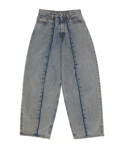 Mm6 Maison Margiela Panelled Wide-leg Jeans In Gray
