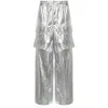 Mm6 Maison Margiela Drawstring-fastening Metallic Trousers In Metallic