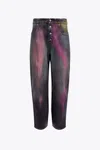 Mm6 Maison Margiela Pantalone 5 Tasche Rhianna Jeans In Black Denim With Multicoloured Fading In Nero/rosa