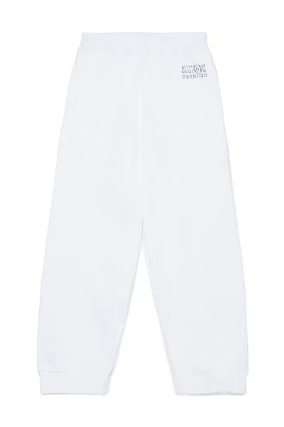 Mm6 Maison Margiela Kids Numbers Printed Track Pants In White