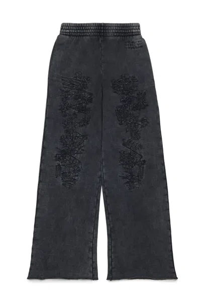 Mm6 Maison Margiela Pantaloni In Felpa Con Rotture Rammendate In Black