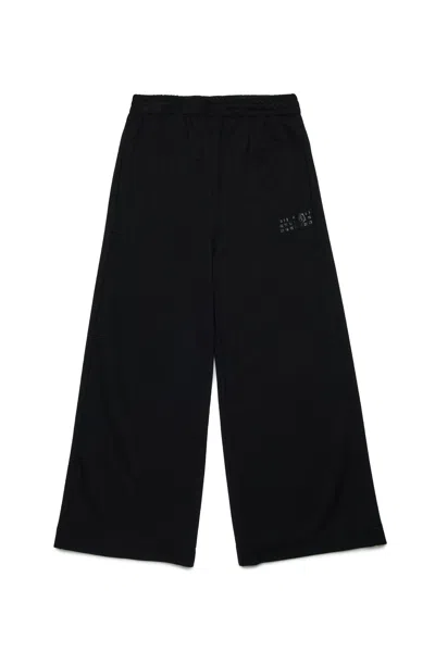Mm6 Maison Margiela Pantaloni In Punto Milano Con Logo In Black