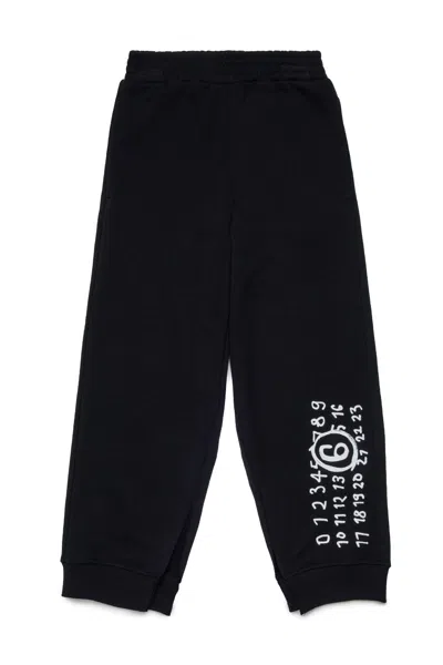 Mm6 Maison Margiela Split Jogger Pants Branded With Hand Written Logo In Black