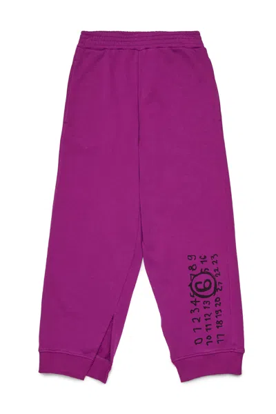 Mm6 Maison Margiela Split Jogger Pants Branded With Hand Written Logo In Orange