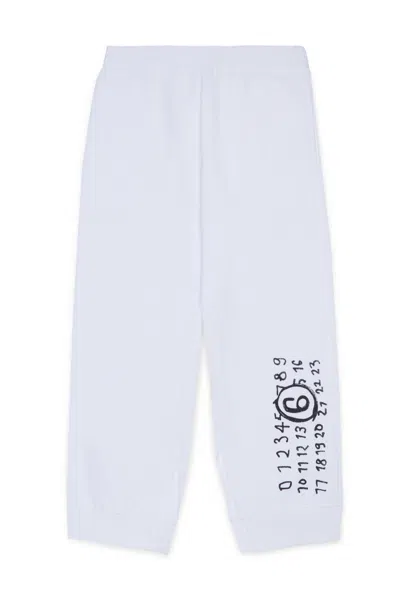 Mm6 Maison Margiela Split Jogger Pants Branded With Hand Written Logo In White