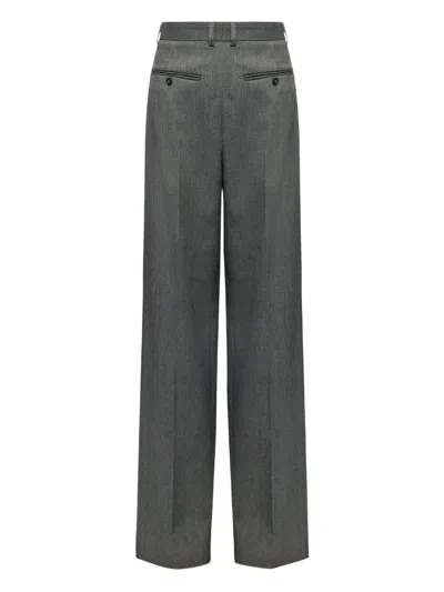 Mm6 Maison Margiela Wide-leg Trousers With High Waist In Gray