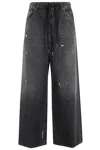 Mm6 Maison Margiela Loose Fit Denim Cotton Trousers In Black