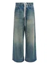 Mm6 Maison Margiela Wide-leg Drawstring Jeans In Blue